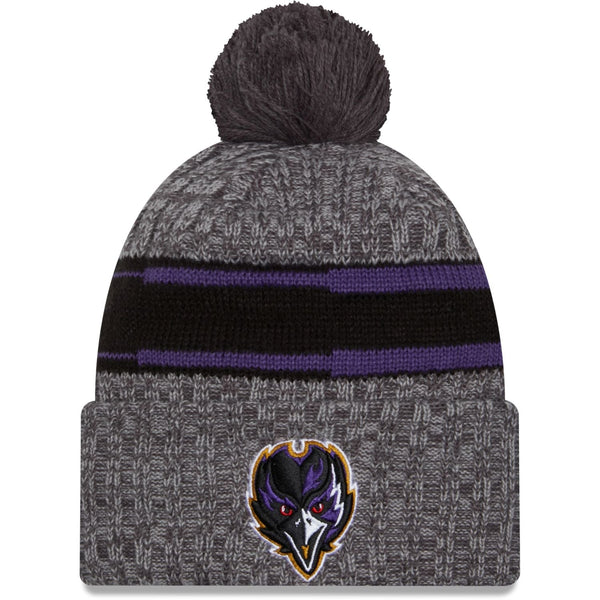 New Era Baltimore Ravens NFL Sideline 2023 Grey Bobble Knit kötött sapka