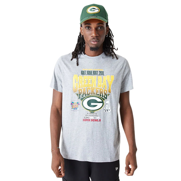 New Era Green Bay Packers NFL Wordmark Grey Póló