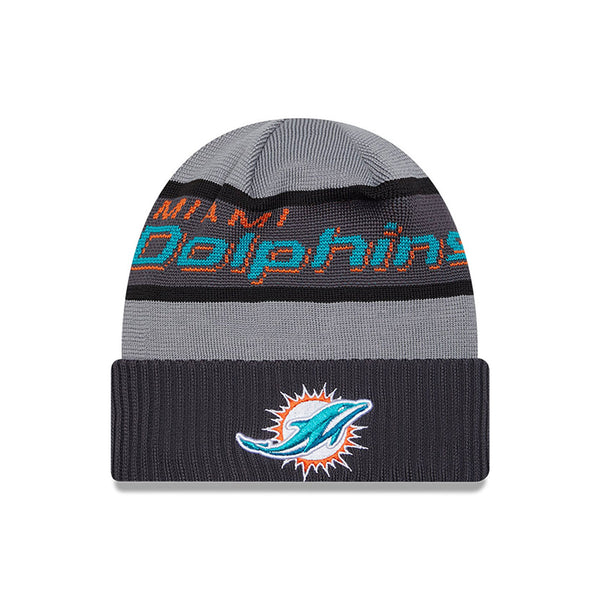 New Era Miami Dolphins NFL Sideline 2023 Grey Cuff Knit Beanie kötött sapka