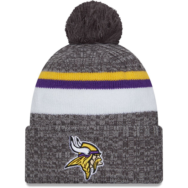 New Era Minnesota Vikings NFL Sideline 2023 Grey Bobble Knit kötött sapka